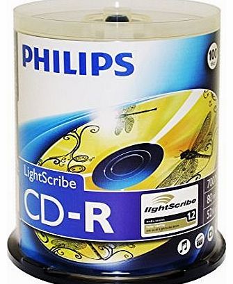 Philips LightScribe CD-R 52X 80Min 100PK Spindle