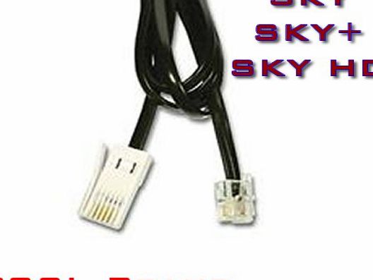 PC Supplies Limited PCSL Brand - BT Plug to RJ11 ~ SKY Satelite Box Telephone / Modem Cable - 10m Black , for use with SKY / SKY   / SKY PLUS / SKY HD