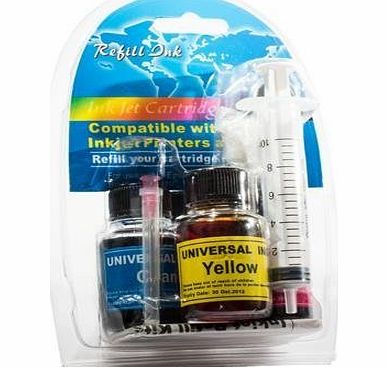 PC-UK.NET Colour Printer Ink Cartridge Refill Kit for Brother, Canon, Dell, HP, Lexmark Printers