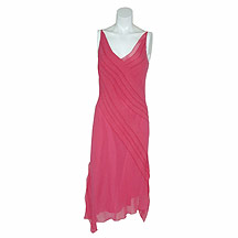 Pearce Fionda Fuchsia silk chevron frill dress