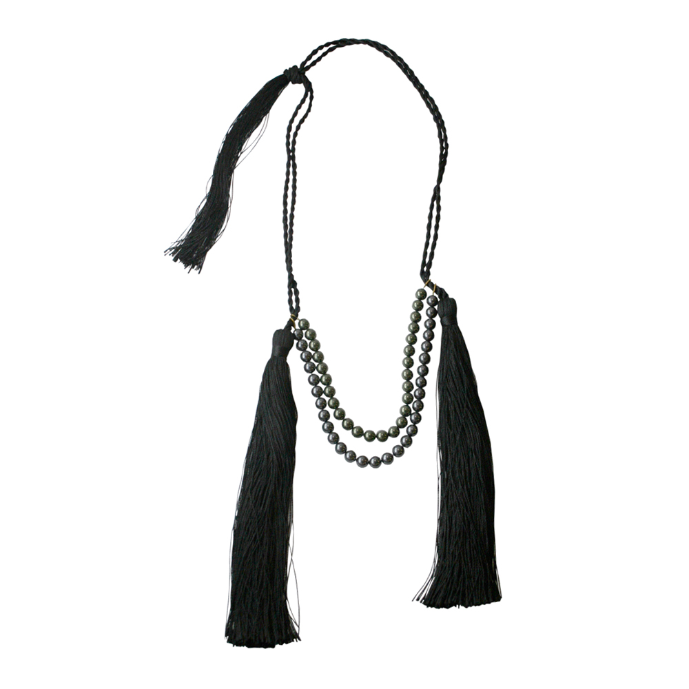 Pearl and Tassel Necklace - Black