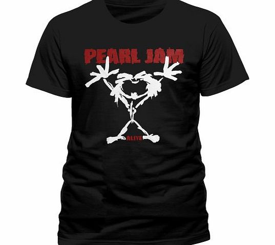 Pearl Jam Mens Stick Man Short Sleeve T-Shirt, Black, X-Large