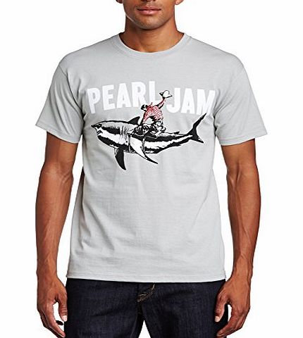 Pearl Jam  Mens Shark Cowboy Short Sleeve T-Shirt, Grey, X-Large