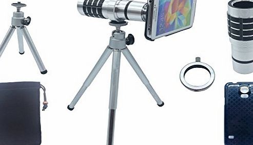 Pechon 12x Magnifier Zoom Aluminum Manual Focus Telephoto Telesocpe Phone Camera Lens Kit with Tripod for Samsung Galaxy S5