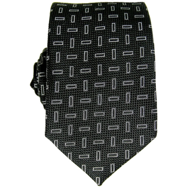 Peckham Rye Black Rectangles Pattern Tie by