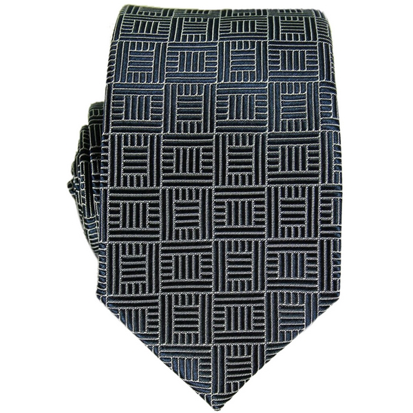 Navy Square Lines Pattern Tie by