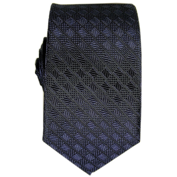 Peckham Rye Navy Tie with Squares Pattern by