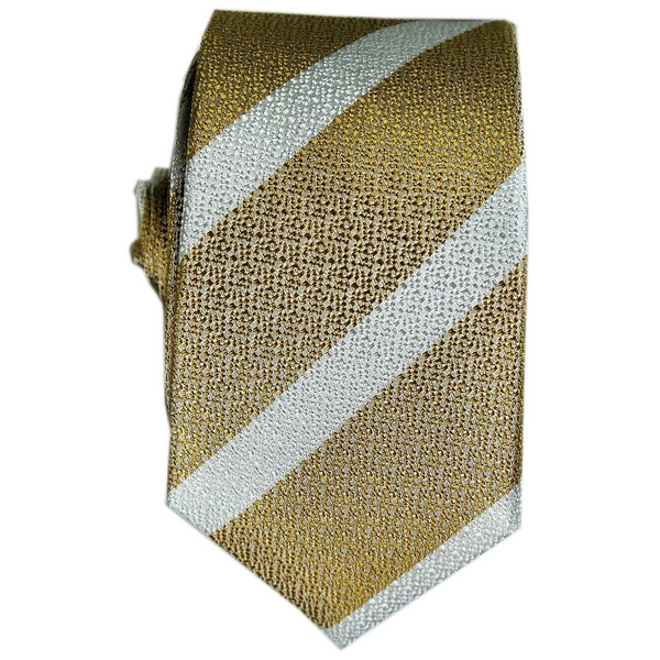 Peckham Rye Yellow / White Stripe Tie by