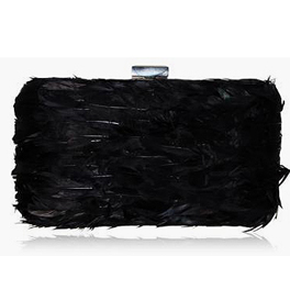 Peeptoefashion PeepToe Black Feather Rectangle Clutch