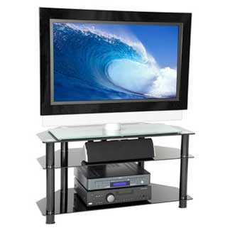 Peerless Stylish Black Glass TV Stand for Flat Panel