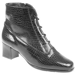Female Pek404 Leather Upper Textile Lining Ankle in Black Croc