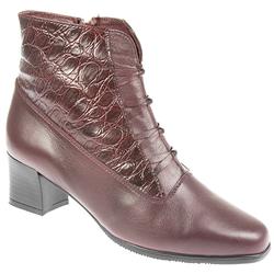 Female Pek404 Leather Upper Textile Lining Comfort Ankle Boots in Red