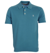 Azure Blue Knitted Polo Shirt