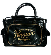 Penguin Black and Gold Holdall Bag