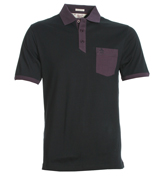 Black and Purple Slim Fit Polo Shirt