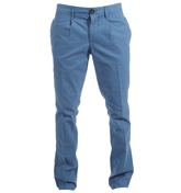 Blue Slim Fit Canvas Trousers