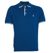 Classic Blue Knitted Polo Shirt