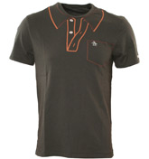 Dark Brown T-Shirt with Orange Design