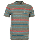 Penguin Dark Steel Heather Grey Stripe T-Shirt