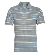Grey Stripe Jersey Polo Shirt