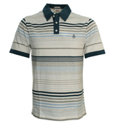 Heritage Fit Cream and Blue Stripe Polo