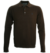 Java Brown Long Sleeve Knitted Polo Shirt