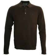 Penguin Java Brown Long Sleeve Knitted Polo Shirt