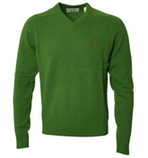 Penguin Leaf Green V-Neck Sweater