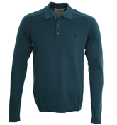 Penguin Majolica Blue Knitted Polo Shirt
