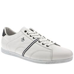 Penguin Male Uin Brad Leather Upper Fashion Trainers in White and Blue