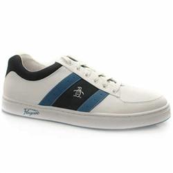 Penguin Male Uin Jingle Leather Upper Fashion Trainers in White and Navy