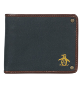 Penguin Navy Canvas Leather Wallet