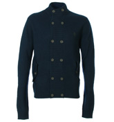 Navy Double Breasted Cardigan
