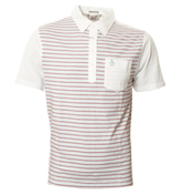 Penguin White Polo Shirt with Blue and Red Stripe