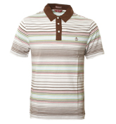 White Polo Shirt with Brown and Coloured