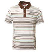 Penguin White Polo Shirt with Brown and Coloured