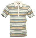 Penguin White Polo Shirt with Coloured Stripes