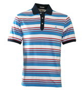 Penguin White, Red and Blue Stripe Polo Shirt
