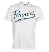 Penguin White T-Shirt with Tartan Logo