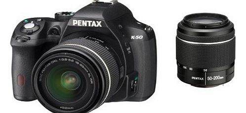 Pentax K-50 DSLR Camera with DAL 18-55mm WR and DAL 50-200mm WR Lens Kit - Black (16MP, CMOS APS-C Sensor) 3 inch LCD