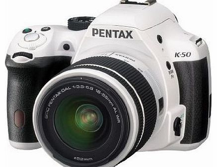 K-50 DSLR Camera with DAL 18-55mm WR Lens Kit - White (16MP, CMOS APS-C Sensor) 3 inch LCD