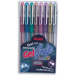 Pentel Gel Grip Pens Metallic Assorted
