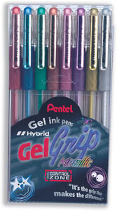 Pentel Hybrid Gel Grip Pens Metallic 0.8mm Tip