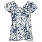 People Tree Gathered Neck Smock (White/Navy)