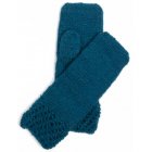 People Tree Open Knit Mittens - Teal