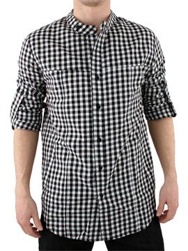 Black/White Check Long Sleeve Shirt
