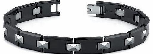 Peora European Style Tungsten and Ceramic Link Bracelet for Men