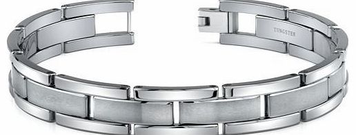 Peora Tungsten Matte and High Polish Link Bracelet for Men