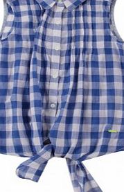 Pepe Jeans Courtney blouse with knot Blue `10 years,12