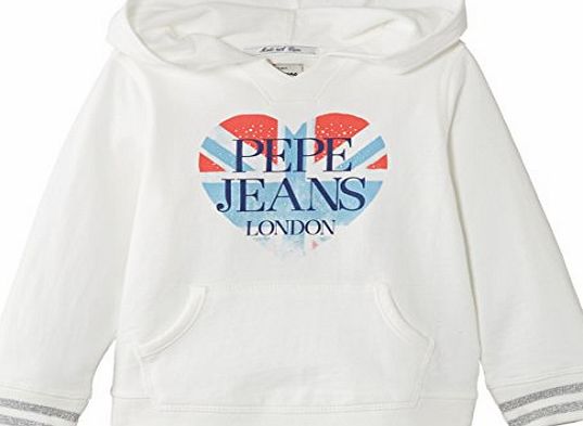 Pepe Jeans Girls Sabrina Hooded Sweatshirt, White (French Terry), 3 Years